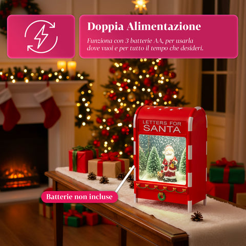Weihnachtsbriefkasten mit Weihnachtsmann – LED, Musik und Schneeeffekt