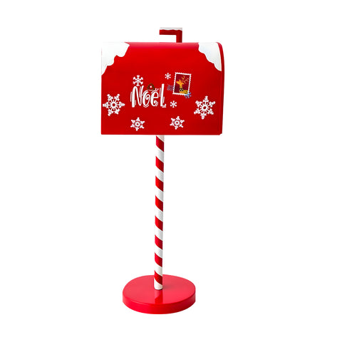 Roter und weißer Weihnachtsbriefkasten H50 cm im amerikanischen Stil