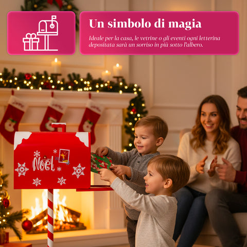 Roter und weißer Weihnachtsbriefkasten H50 cm im amerikanischen Stil