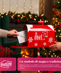 Roter und weißer Weihnachtsbriefkasten H50 cm im amerikanischen Stil