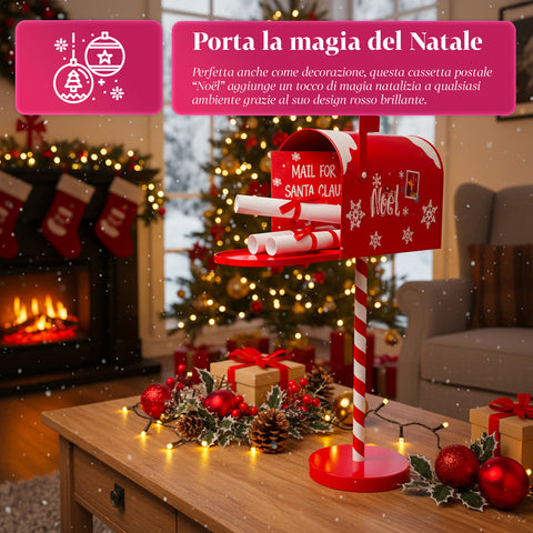 Roter und weißer Weihnachtsbriefkasten H50 cm im amerikanischen Stil