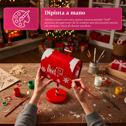 Roter und weißer Weihnachtsbriefkasten H50 cm im amerikanischen Stil
