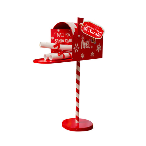 Roter und weißer Weihnachtsbriefkasten H50 cm im amerikanischen Stil