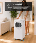 Mobiles Klimagerät 9000 BTU, 3-in-1, aus ABS, mit Fernbedienung (Energieeffizienzklasse A, R290), 950 W + Timer