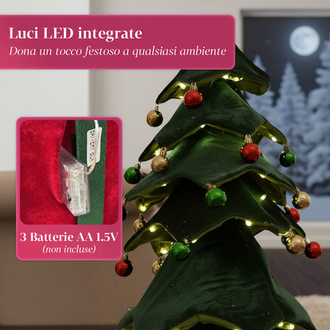 Ausziehbarer Weihnachtsbaum 90 cm – Mit Lichtern und Geschenkpaket-Sockel