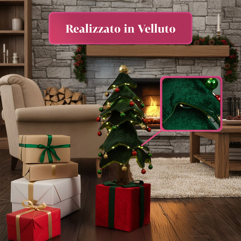 Ausziehbarer Weihnachtsbaum 90 cm – Mit Lichtern und Geschenkpaket-Sockel