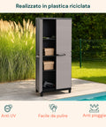 Toomax-Schrank mit durchgehenden Böden aus recyceltem Kunststoff: UV-beständig, leicht zu reinigen, regenfest, perfekt für den Außenbereich und den Pool