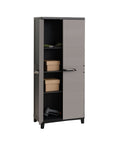 Schwarzer Toomax-Schrank mit durchgehenden Böden aus recyceltem Kunststoff, 4 Einlegeböden im Inneren, Tragfähigkeit 15 kg pro Einlegeboden, elegantes modernes Design