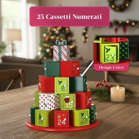 Adventskalender – Baumversion mit Schubladen oder Häuschen mit Aufklebern