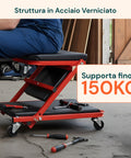 2-in-1-Rollbrett für Arbeiten unter dem Auto mit gepolsterter Rückenlehne und einer Tragfähigkeit von 150 kg