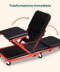 2-in-1-Rollbrett für Arbeiten unter dem Auto mit gepolsterter Rückenlehne und einer Tragfähigkeit von 150 kg