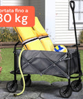 Zusammenklappbarer Gartenwagen aus Stahl mit Bremse und Griff, Tragfähigkeit 80 kg