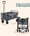 Zusammenklappbarer Gartenwagen aus Stahl mit Bremse und Griff, Tragfähigkeit 80 kg