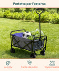 Zusammenklappbarer Gartenwagen aus Stahl mit Bremse und Griff, Tragfähigkeit 80 kg