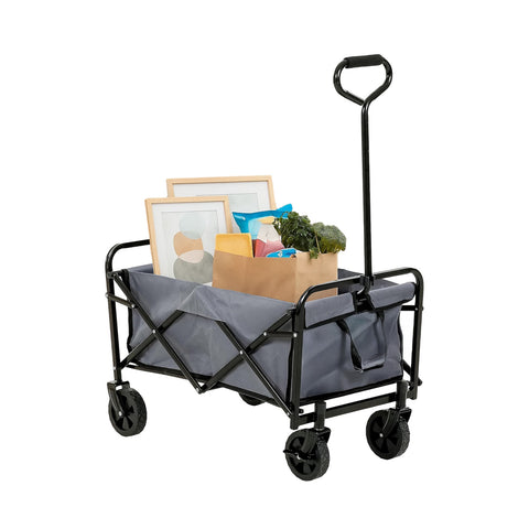 Zusammenklappbarer Gartenwagen aus Stahl mit Bremse und Griff, Tragfähigkeit 80 kg