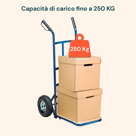 Blauer Transportwagen aus Stahl, 250 kg, mit robusten Luftreifen Ean-8023755040727