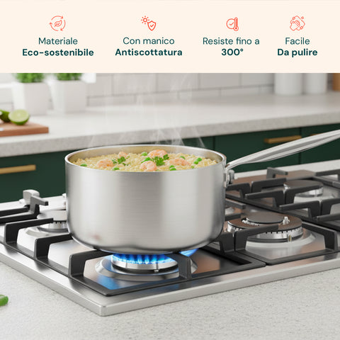 Hoher Aluminiumtopf 16/20/24 cm mit Edelstahlgriff – Backofen und Gasherd