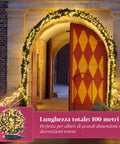 Weihnachtsbeleuchtung mit 1000 warmweißen LEDs - 100 Meter Lichterkette für den Außen- und Innenbereich