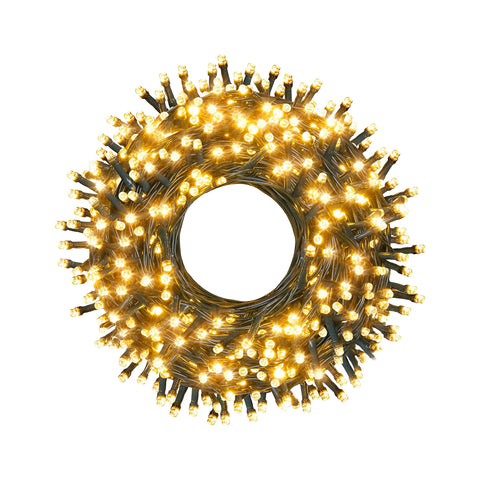 Weihnachtsbeleuchtung mit 1000 warmweißen LEDs - 100 Meter Lichterkette für den Außen- und Innenbereich