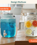4-l-Getränkespender aus Glas mit Zapfhahn für Wasser, Säfte, Tee und kalte Getränke