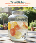 4-l-Getränkespender aus Glas mit Zapfhahn für Wasser, Säfte, Tee und kalte Getränke