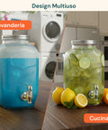 Getränkespender aus Glas, 8 l, mit Aluminiumhahn