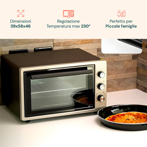 Elektrischer Mini-Backofen 32 l, 1420 W, mit regelbarem Thermostat bis 230 °C