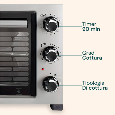 Elektrischer Mini-Backofen 32 l, 1420 W, mit regelbarem Thermostat bis 230 °C
