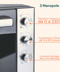 Umluft-Elektrobackofen 70 l aus Edelstahl mit Timer und Thermostat