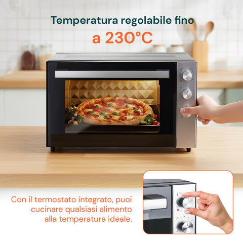 Umluft-Elektrobackofen 70 l aus Edelstahl mit Timer und Thermostat