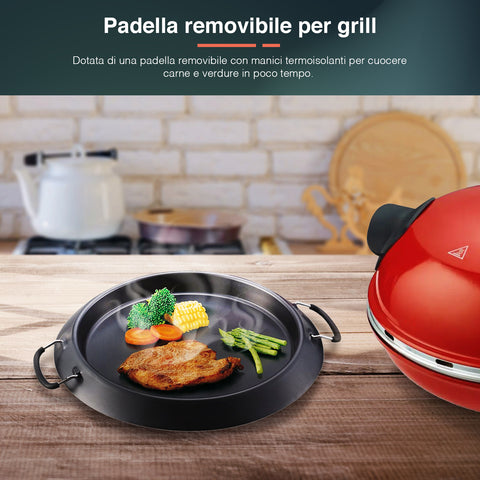Elektrischer Pizzaofen mit Thermostat und Timer, 1200 W