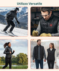 Schwarze Unisex-Thermoweste L-XXL – 3 Temperaturstufen und USB-Aufladung