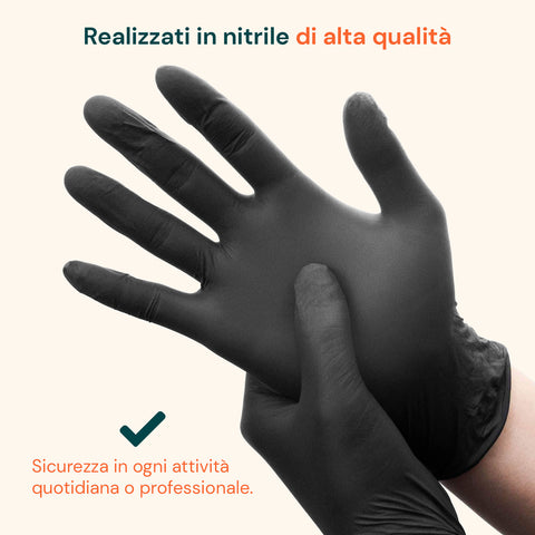 Schwarze puderfreie Nitrilhandschuhe – Set mit 100/1000 Stück, Größe M/L