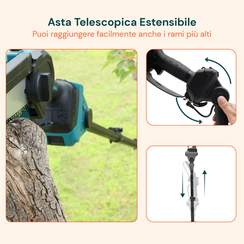 3-in-1-Schnittset mit Schere, Kettensäge und teleskopischer Akku-Stange 88 V