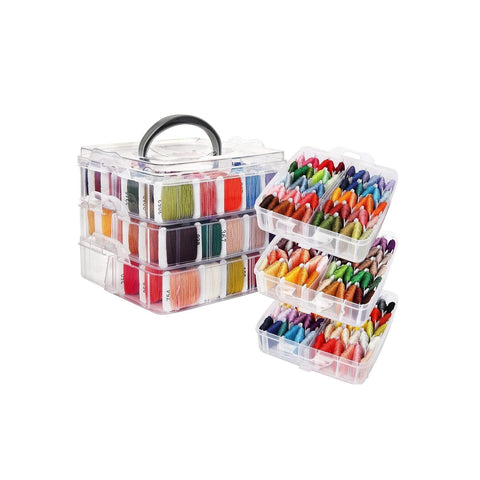 Komplettes Stickset mit 3 Etagen, 150 Fäden, Nadeln und Organizer aus Kunststoff