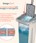 Bodenwischer Mopo Wash 8 l mit flexiblem Stiel, geteiltem Eimer und 2 Tüchern