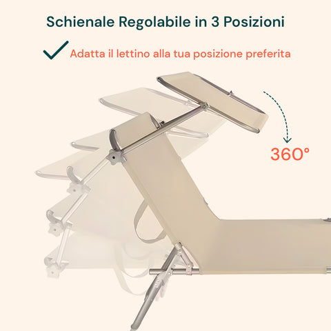 Liege mit in 3 Positionen verstellbarer Rückenlehne und 360-Grad-Drehung, passe die Liege für optimalen Komfort an deine bevorzugte Position an