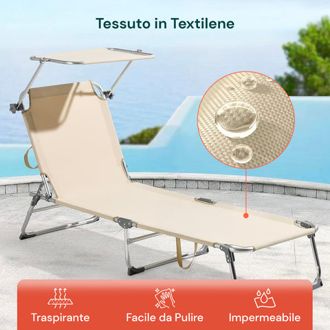 Liege mit atmungsaktivem, wasserdichtem und leicht zu reinigendem Textilene-Gewebe, ideal für Pool und Meer, mit sichtbarem Materialdetail