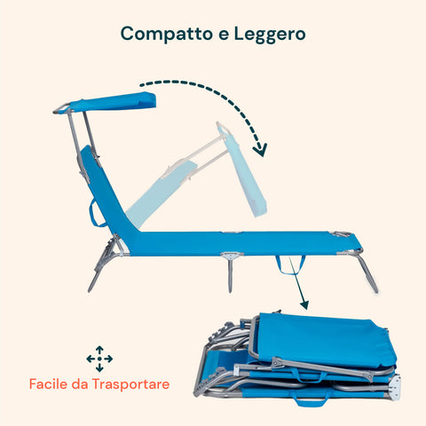 Kompakte und leichte Liege mit faltbarem Design für einfachen Transport und platzsparende Aufbewahrung, perfekt für Strand und Urlaub
