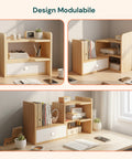 Holz-Schreibtischregal mit 2 Ablagen und multifunktionalem Design