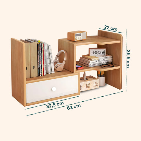 Holz-Schreibtischregal mit 2 Ablagen und multifunktionalem Design
