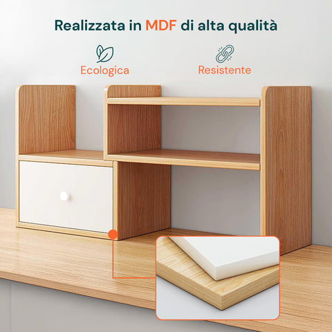 Holz-Schreibtischregal mit 2 Ablagen und multifunktionalem Design