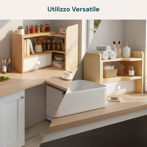 Holz-Schreibtischregal mit 2 Ablagen und multifunktionalem Design