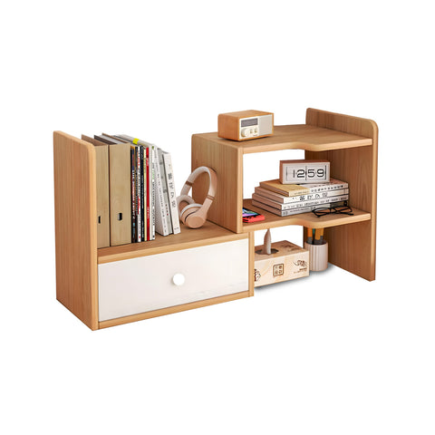 Holz-Schreibtischregal mit 2 Ablagen und multifunktionalem Design