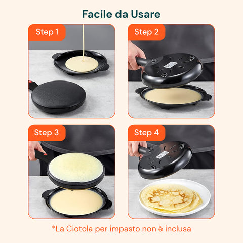 Elektrische Crêpes-Pfanne 700 W mit Antihaftbeschichtung, leicht zu reinigen