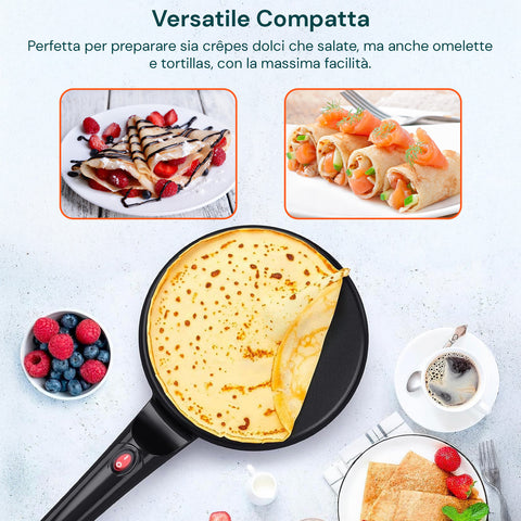 Elektrische Crêpes-Pfanne 700 W mit Antihaftbeschichtung, leicht zu reinigen