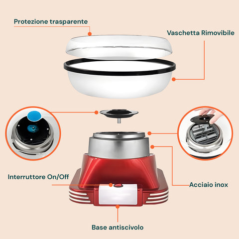 Zuckerwattemaschine 500 W für zu Hause - inklusive Dosierlöffel