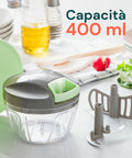 Manueller Avilia-Zerkleinerer mit 400 ml Fassungsvermögen in moderner Küchenumgebung, Zubehör inklusive, praktisches und funktionales Design