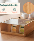 Bambus-Tee- und Kräutertee-Organizer mit 6 praktischen Fächern