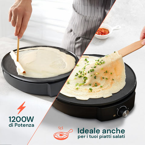 Crêpes-Maker mit kompaktem, funktionalem und platzsparendem Design, perfekt für moderne Küchen, der praktische Handhabung mit professioneller Leistung verbindet